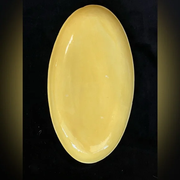 Handmade Ceramic Oval Serving Tray “Lemons On Aqua 11”x6” Original Design - Picture 3 of 8